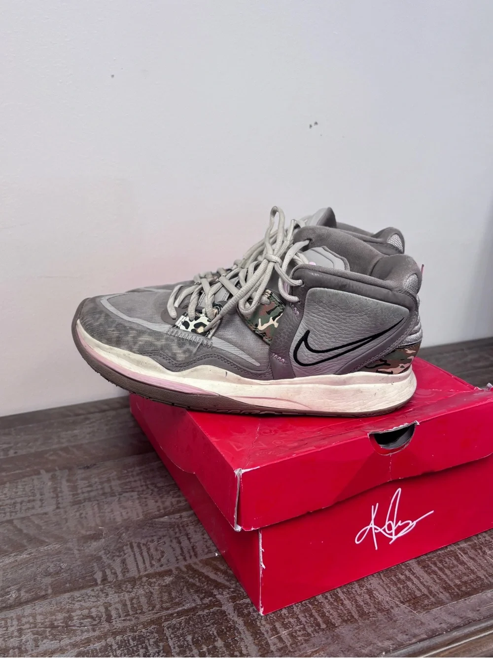 Nike Kyrie Infinity Leopard Camo Mesh & Suede sneaker in Tan